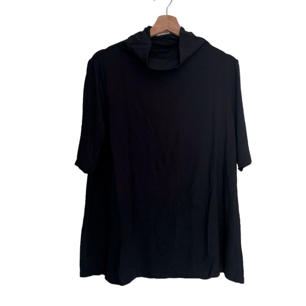 Estelle & Finn Slouchy Smock Neck Short Sleeve Top in Navy Size XL